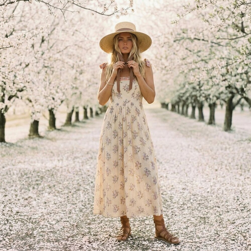 NWT Bloomingdales Santa Barbara Dress Patrons of Peace Dress Floral Boho Midi SM - Picture 7 of 16